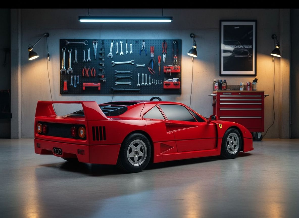 Ferrari F40 — 1:2 Half-Scale — Rosso Corsa Red — 02 Garage Workshop