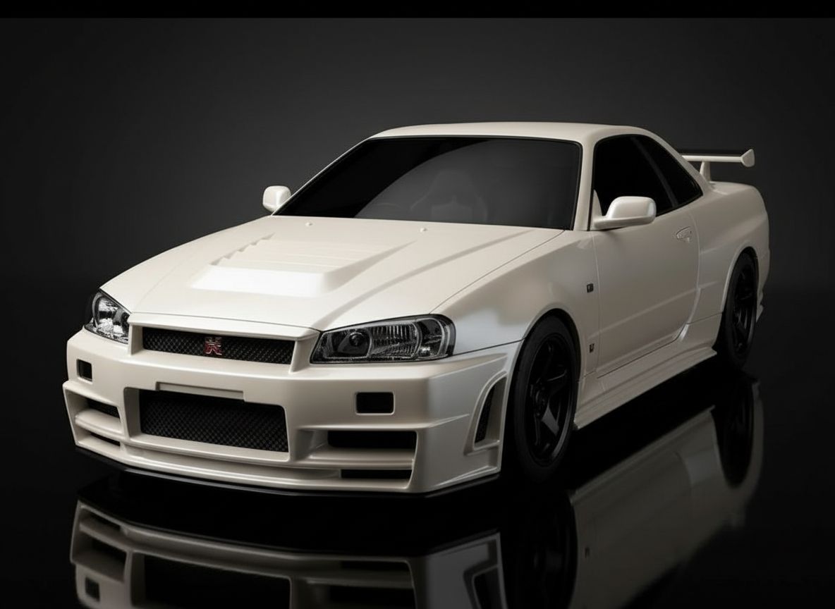 Nissan Skyline GT-R R34 — 1:2 Half-Scale — Pearl White — 01 Studio Hero