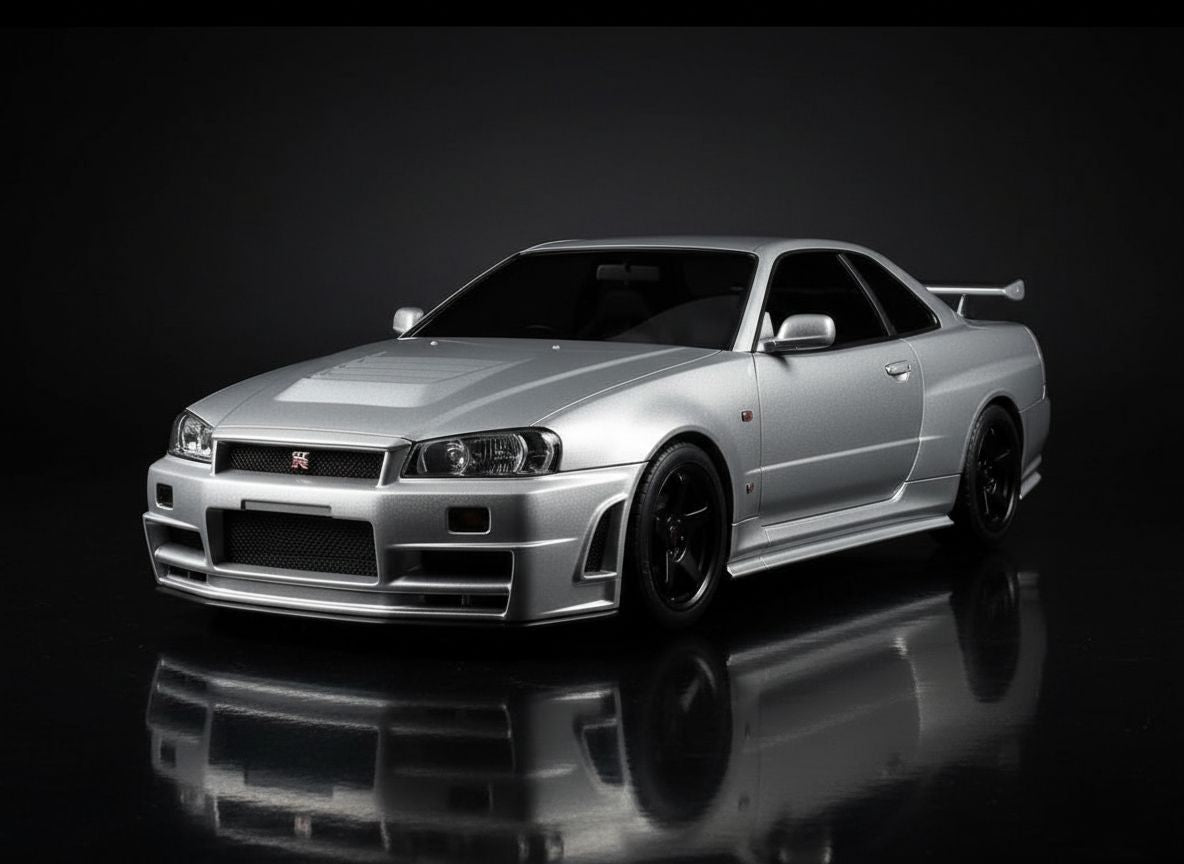 Nissan Skyline GT-R R34 — 1:2 Half-Scale — Sparkling Silver — 01 Studio Hero